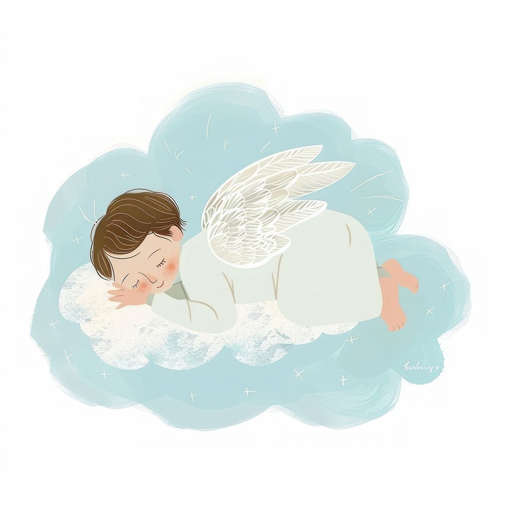 Cute child angel illustration archangel clothing bathing.