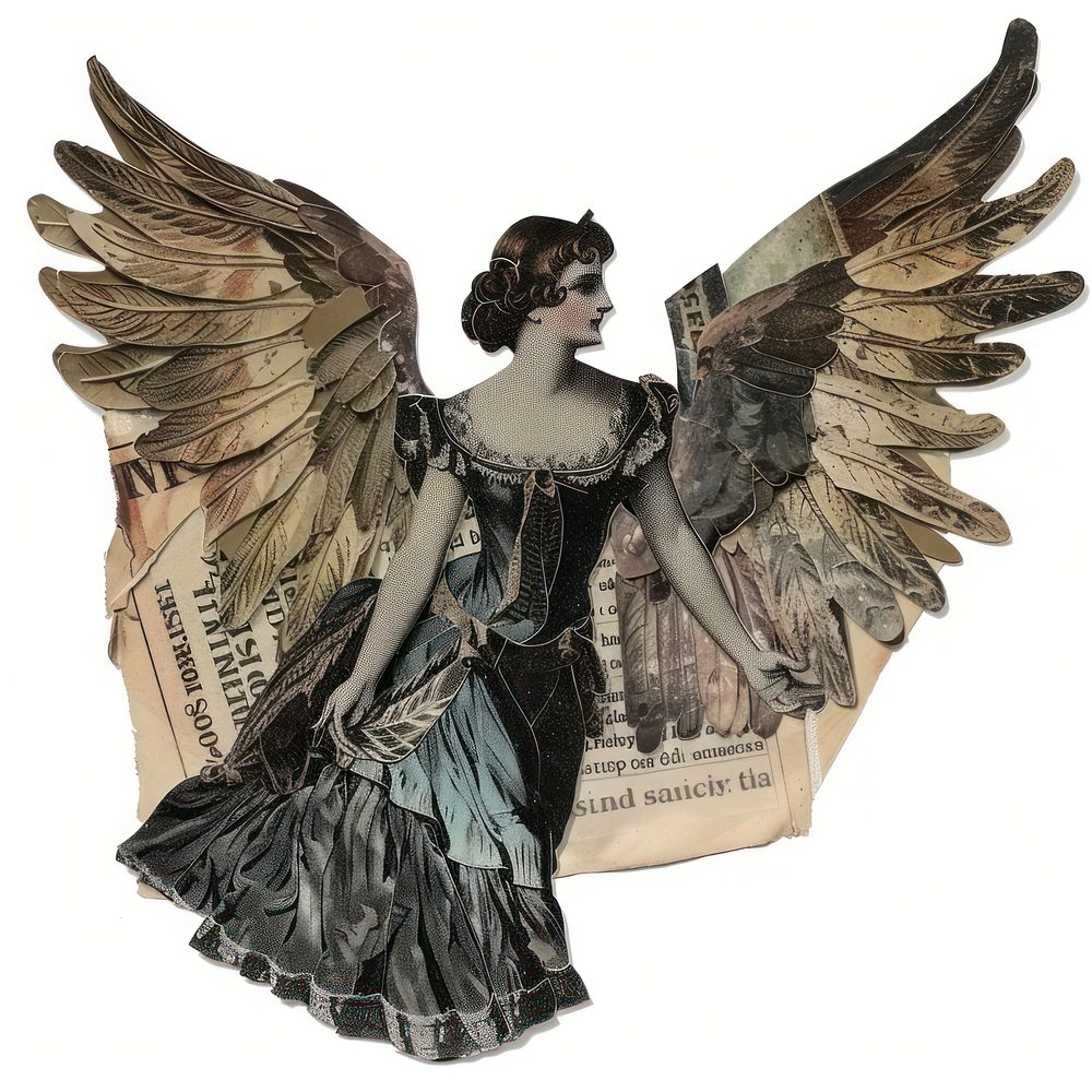 Angel shape collage cutouts archangel wedding vulture.