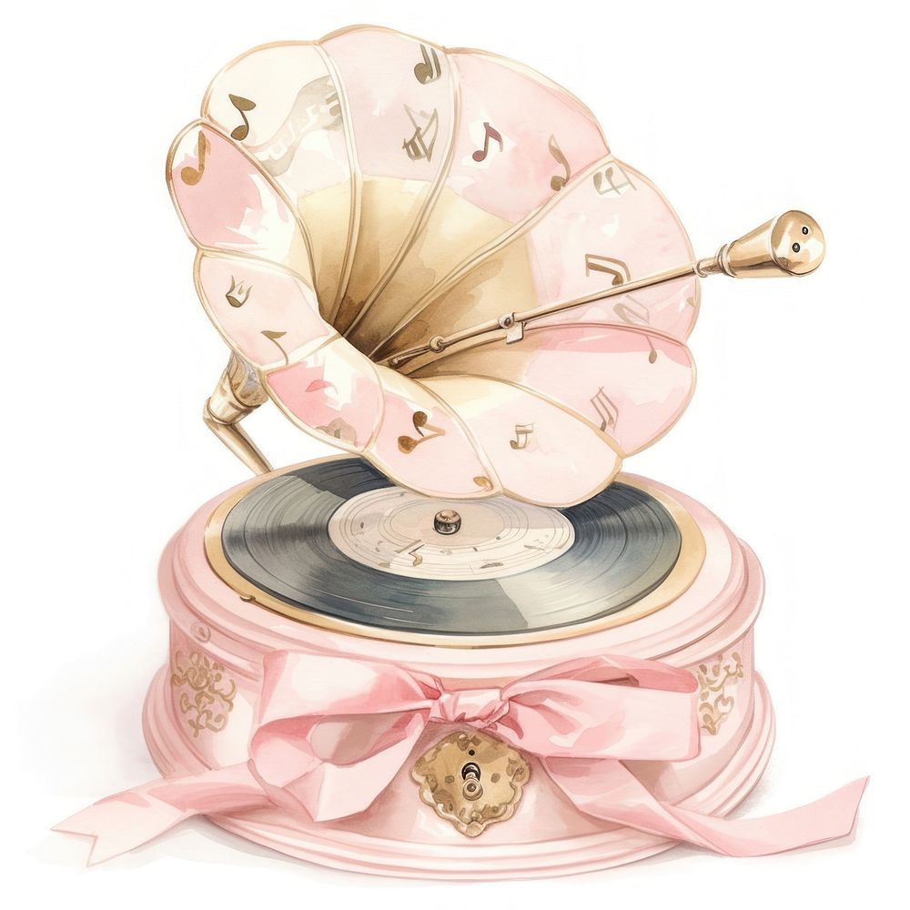 Pink coquette vintage music box tied with ribbon