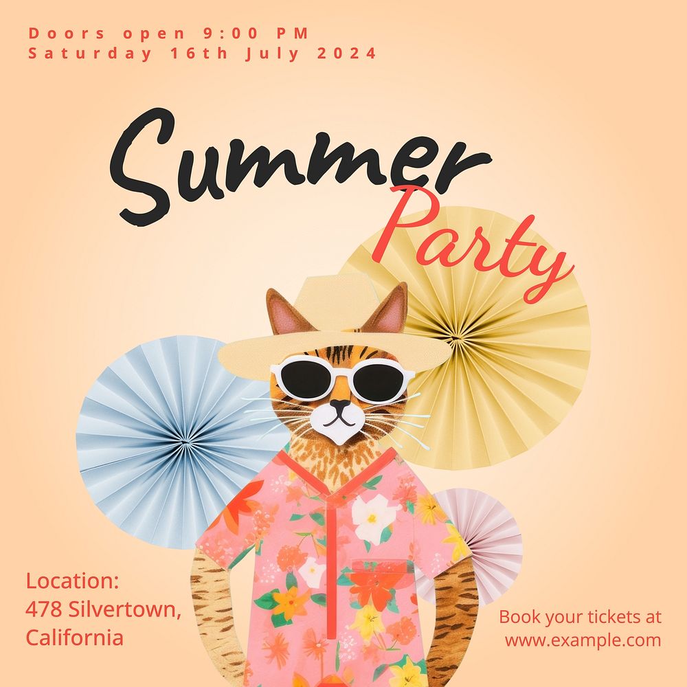 Summer party Instagram post template design