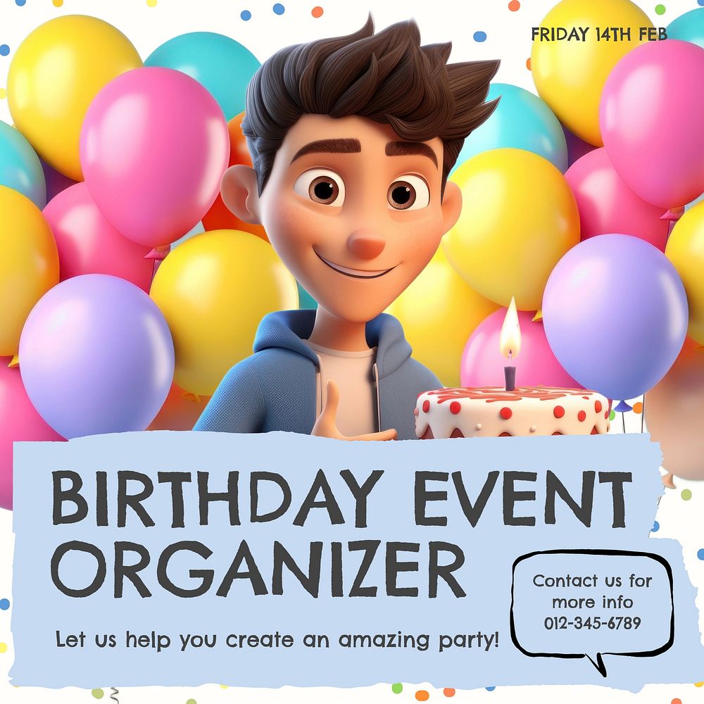 Birthday organizer Instagram post template design