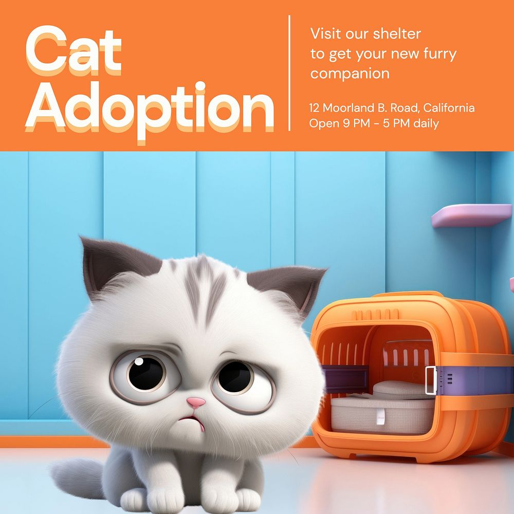Cat adoption Instagram post template