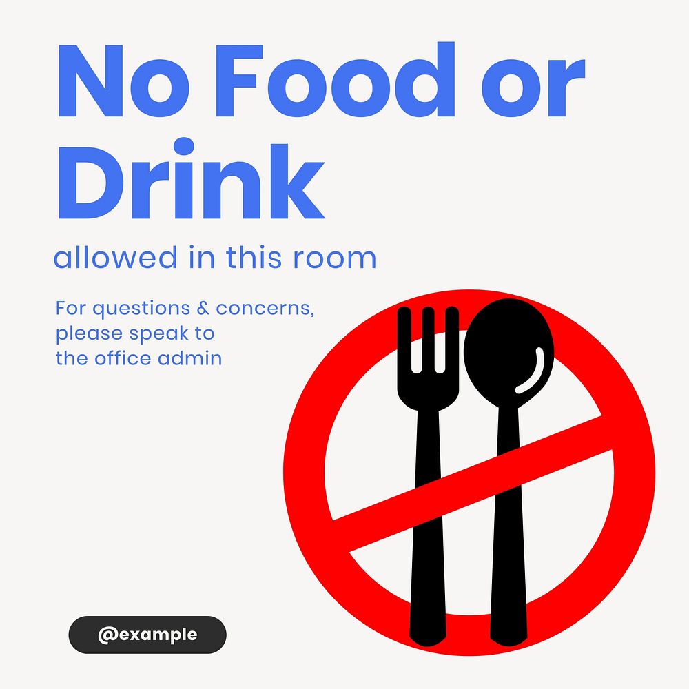 No food allowed Instagram post template design