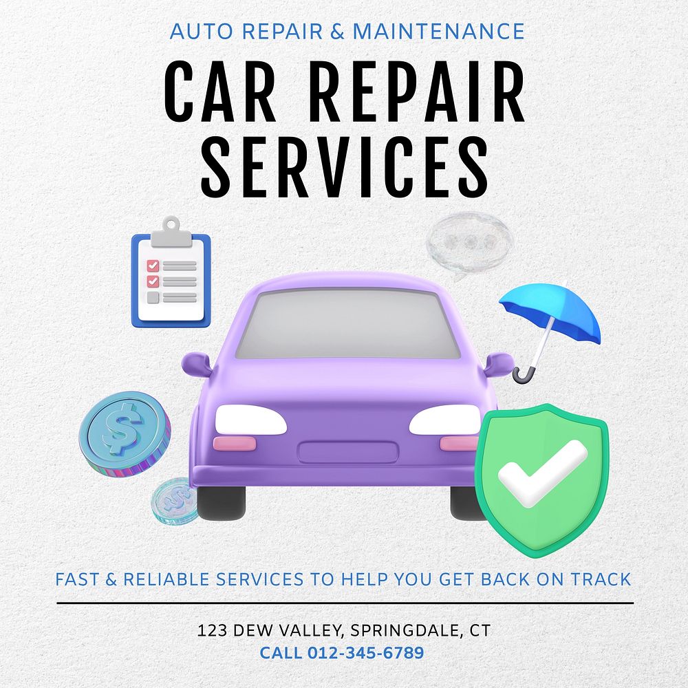 Car repair Instagram post template design
