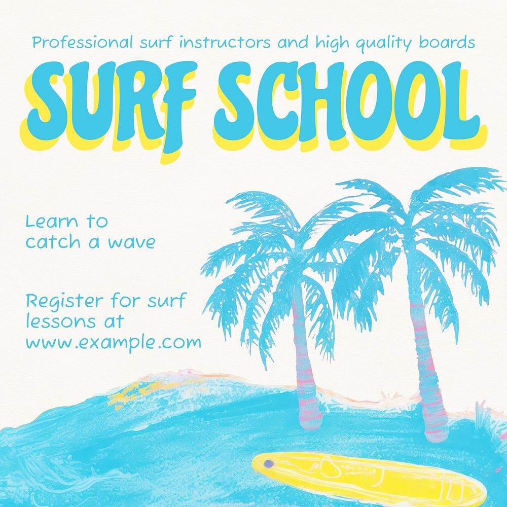 Surf school Facebook post template