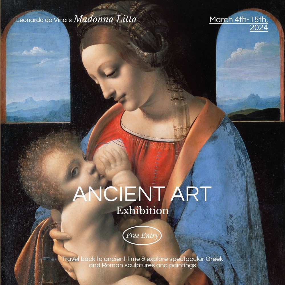 Ancient art exhibition Instagram post template