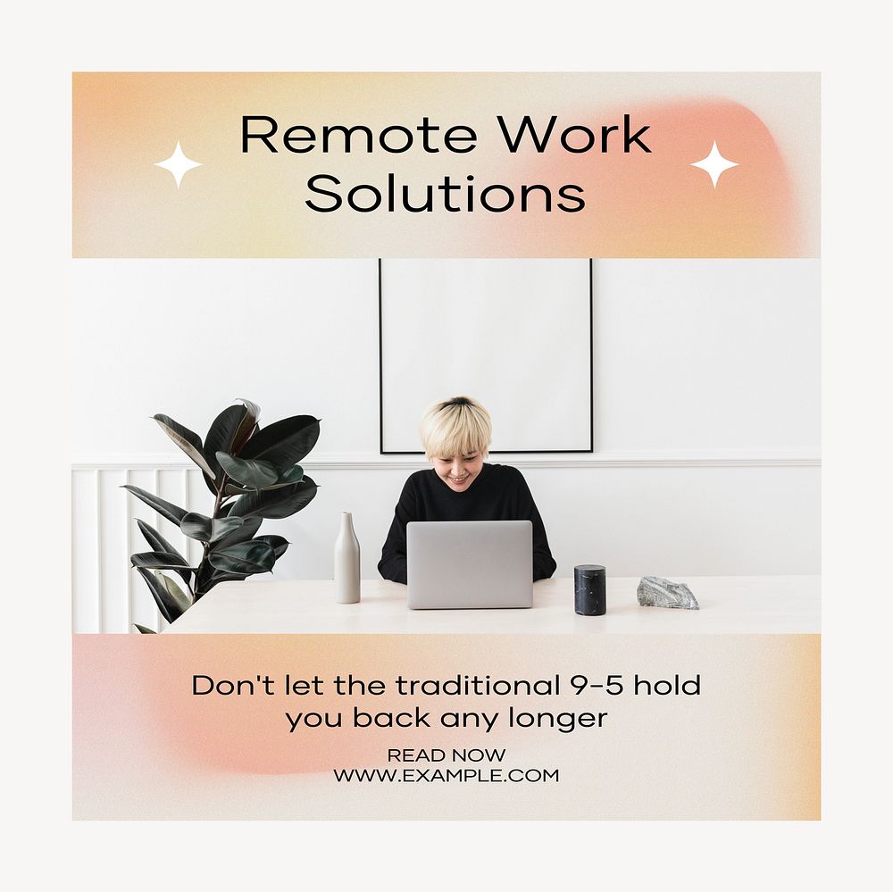 Home remote work Instagram post template
