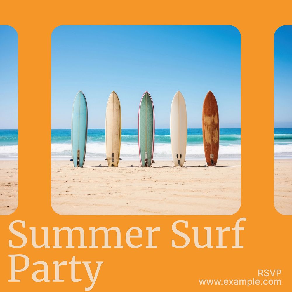 Summer surf party Instagram post template