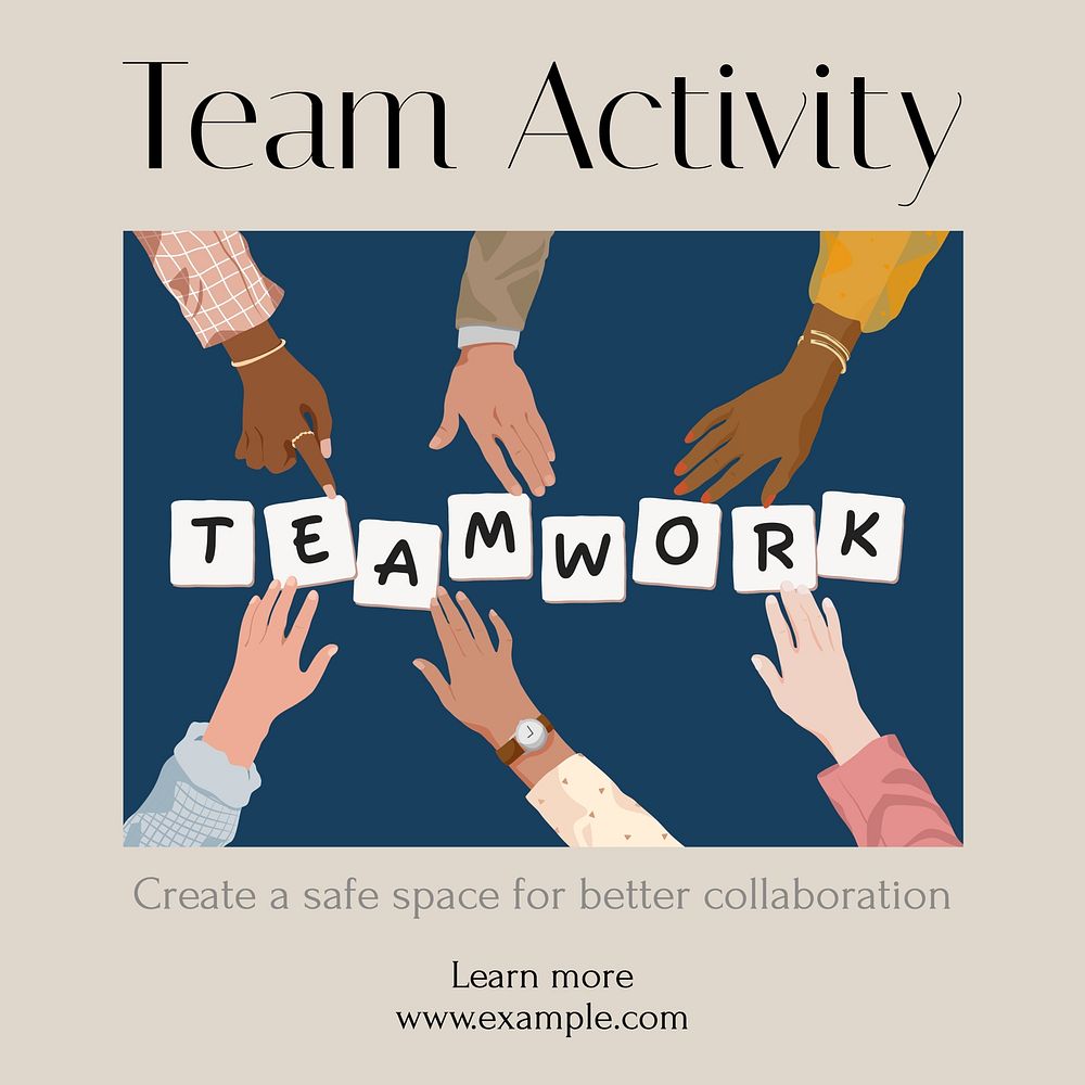 Team activity Instagram post template design