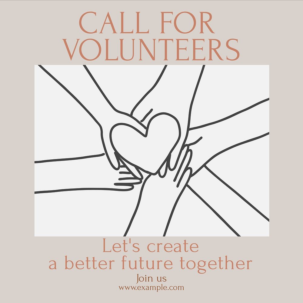 Call for volunteers Instagram post template   design