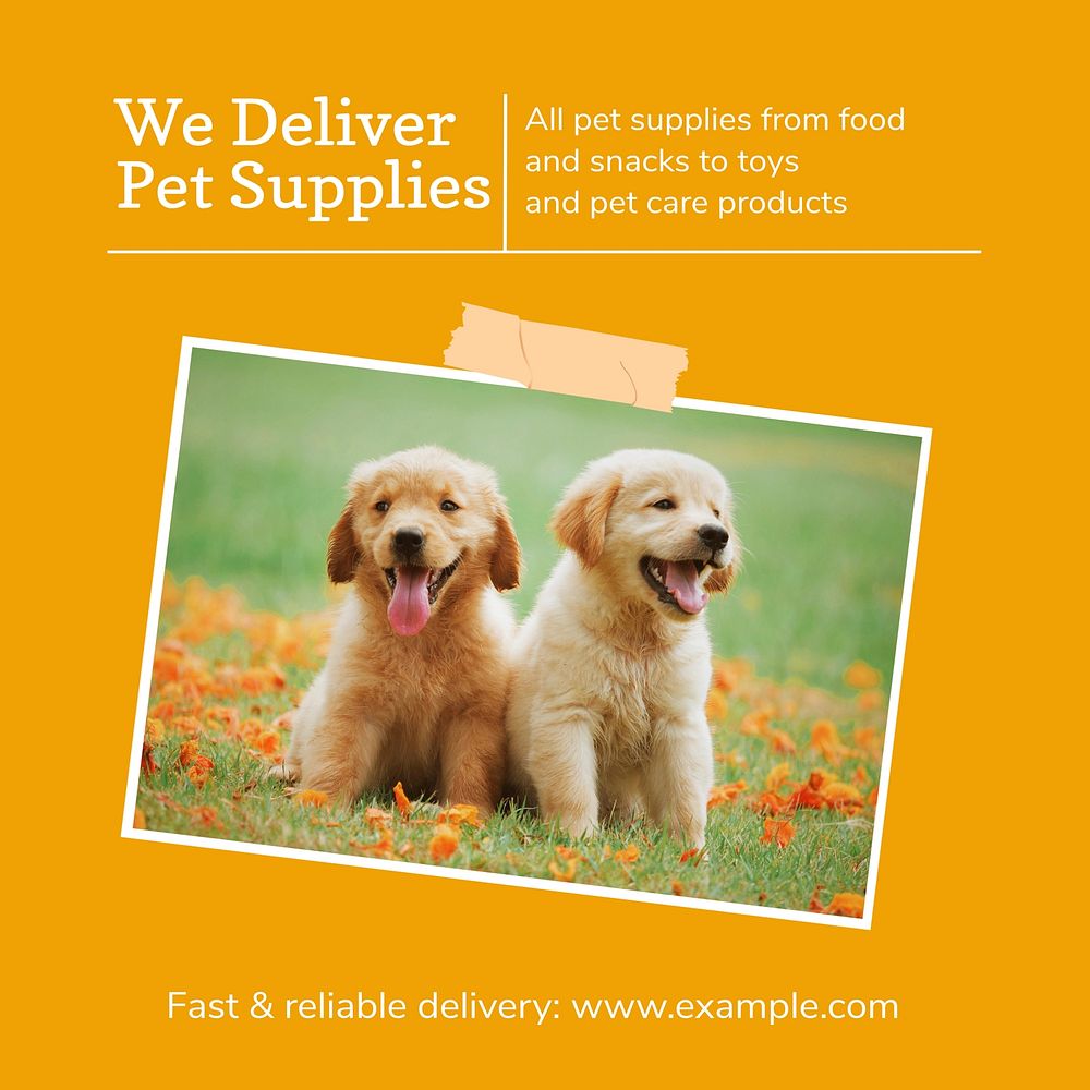 Pet shop delivery Instagram post template,  social media design