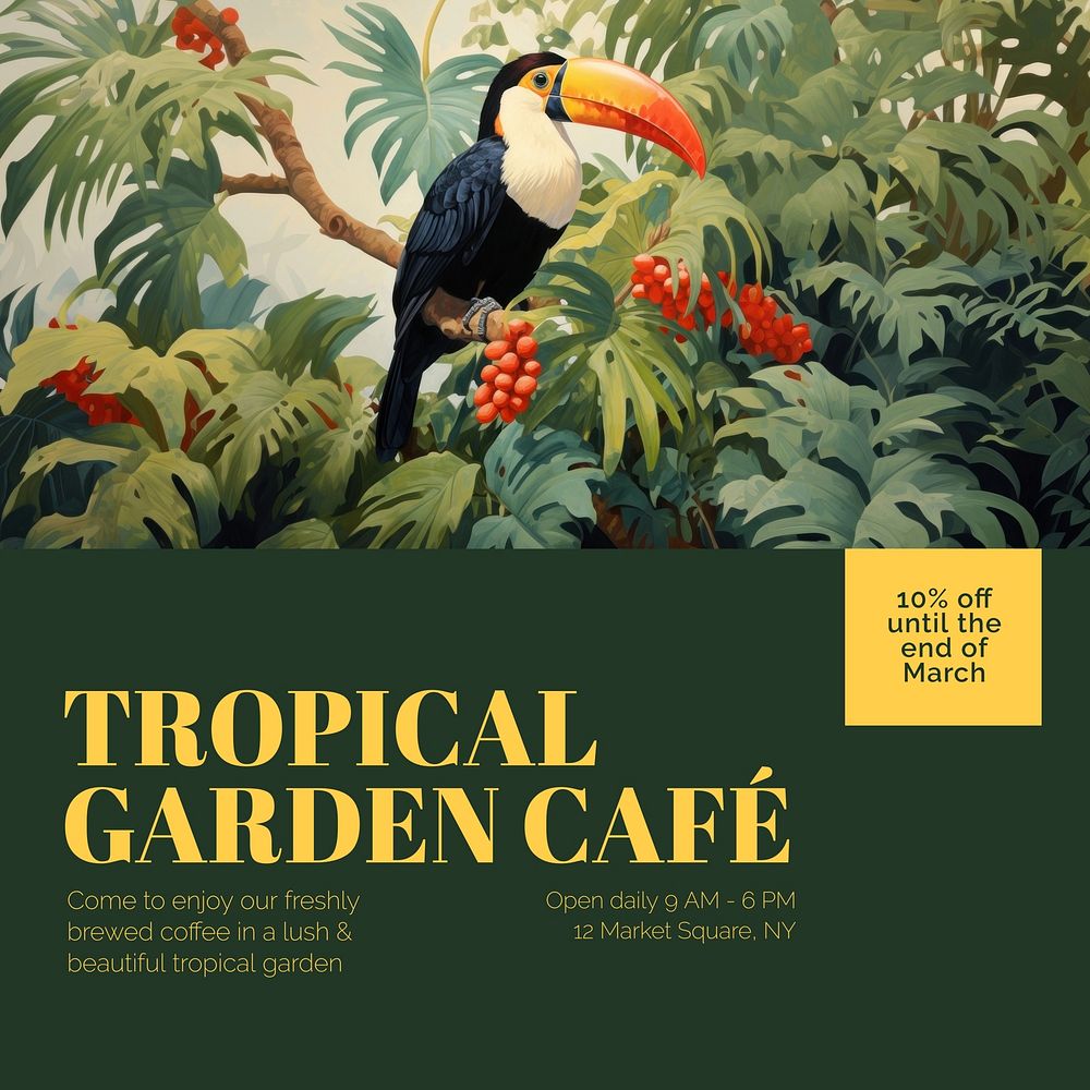 Tropical cafe Instagram post template