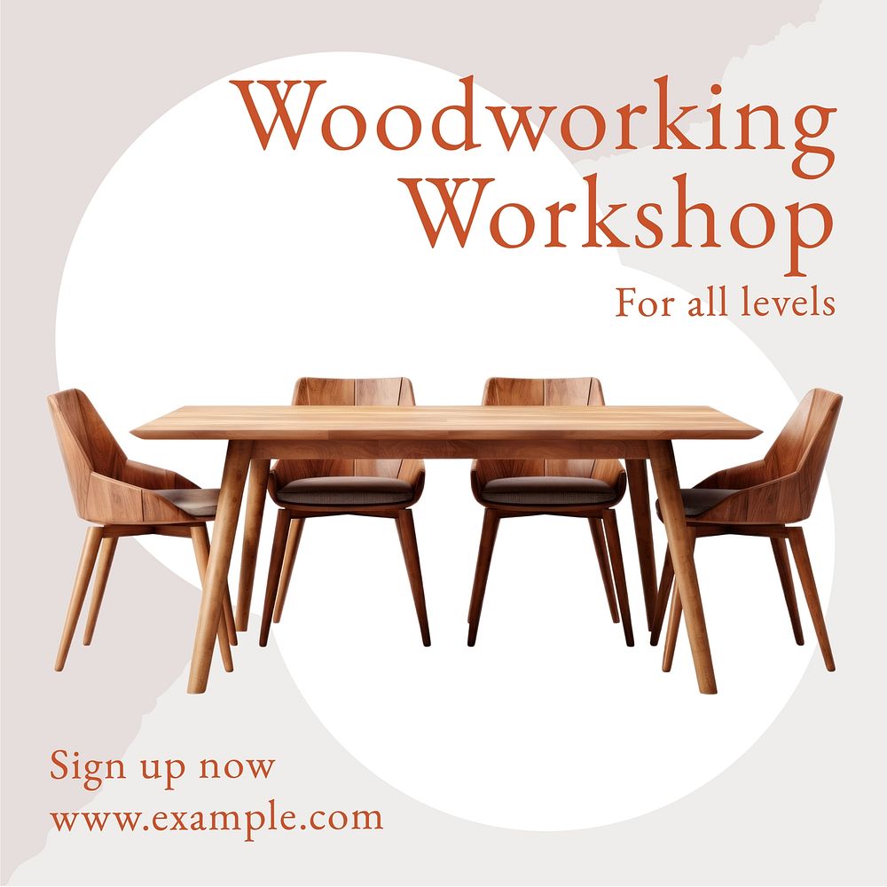 Woodworking workshop Facebook post template