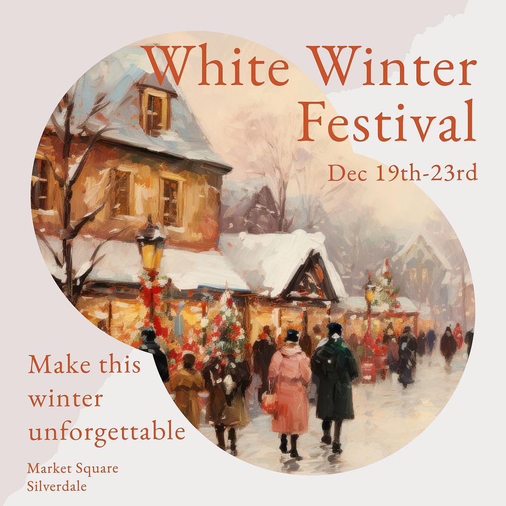 White winter festival Facebook post template