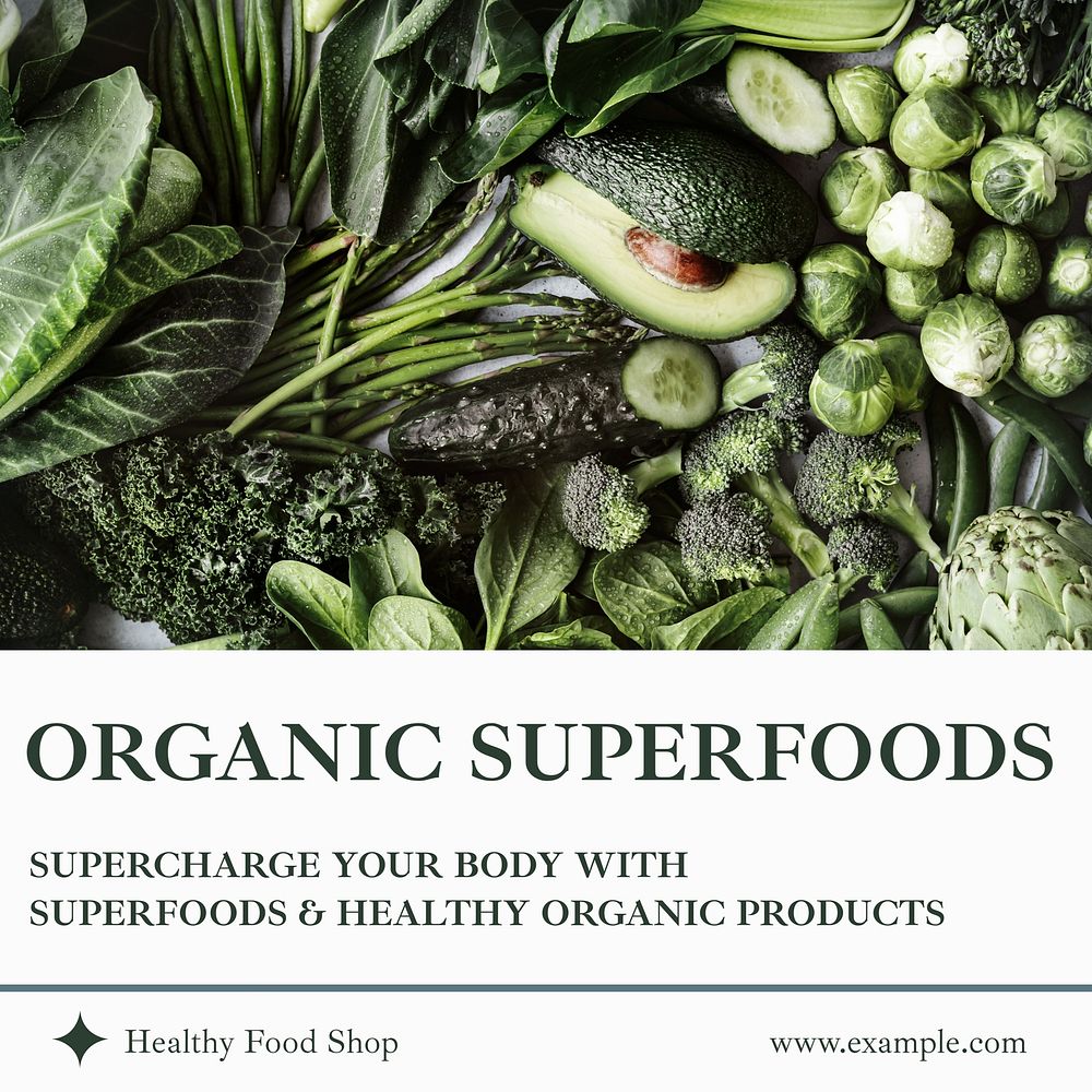Organic superfoods Instagram post template,  social media ad