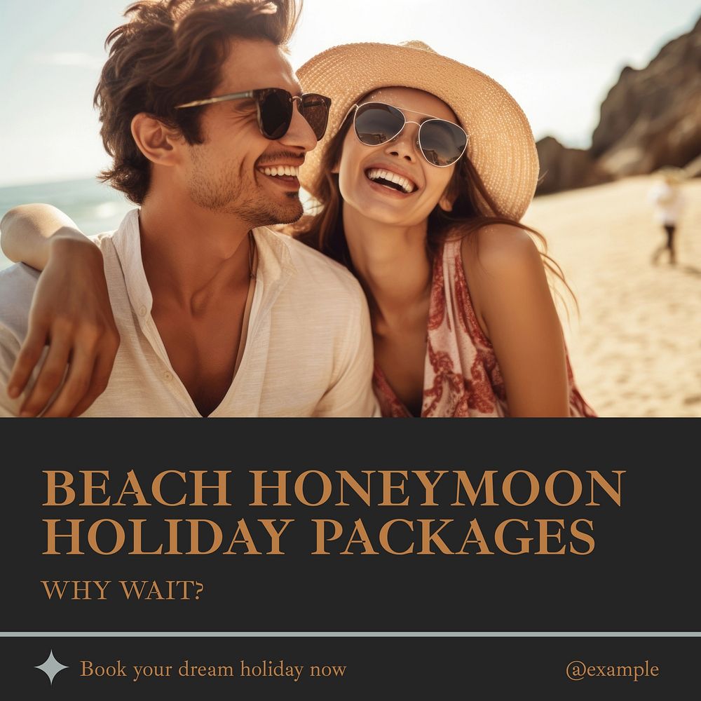 Beach honeymoon holiday Instagram post template