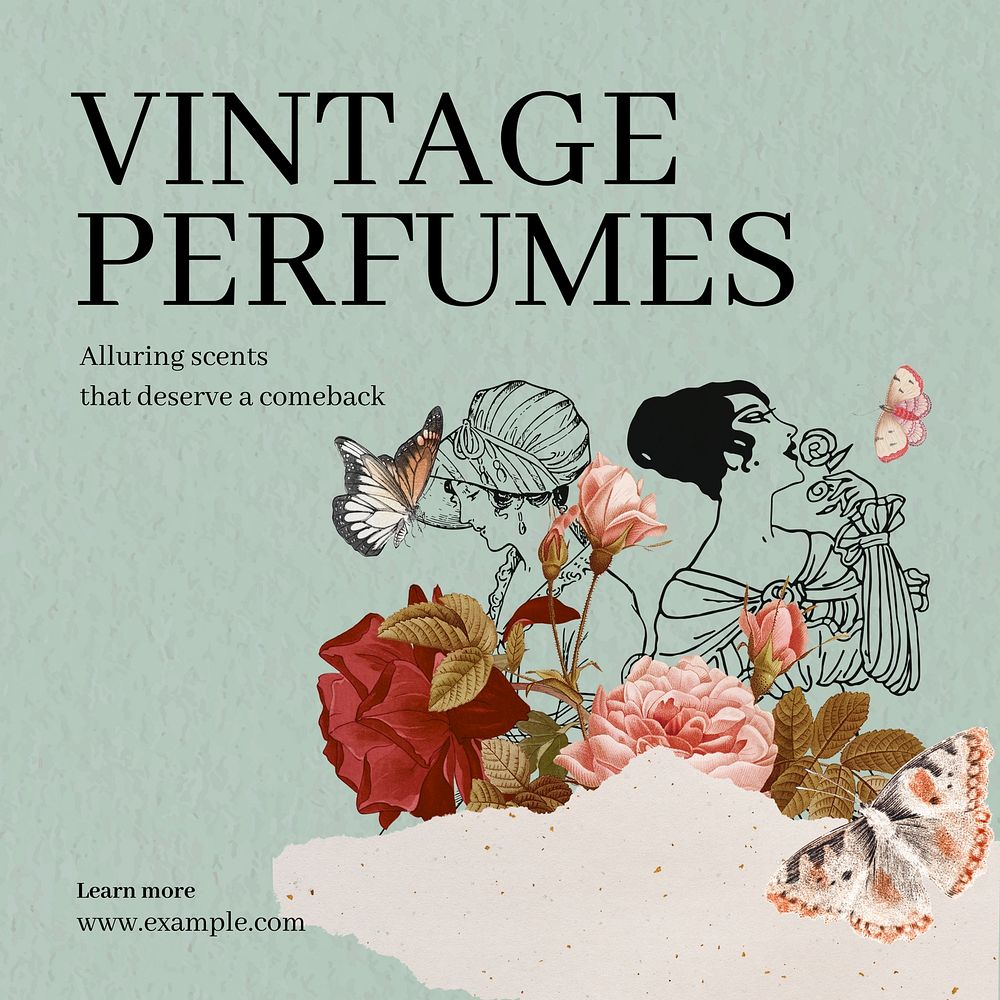 Vintage perfume Instagram post template design