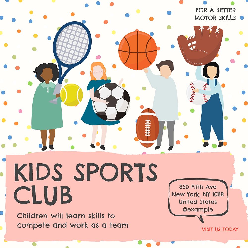 Kids sports club Instagram post template