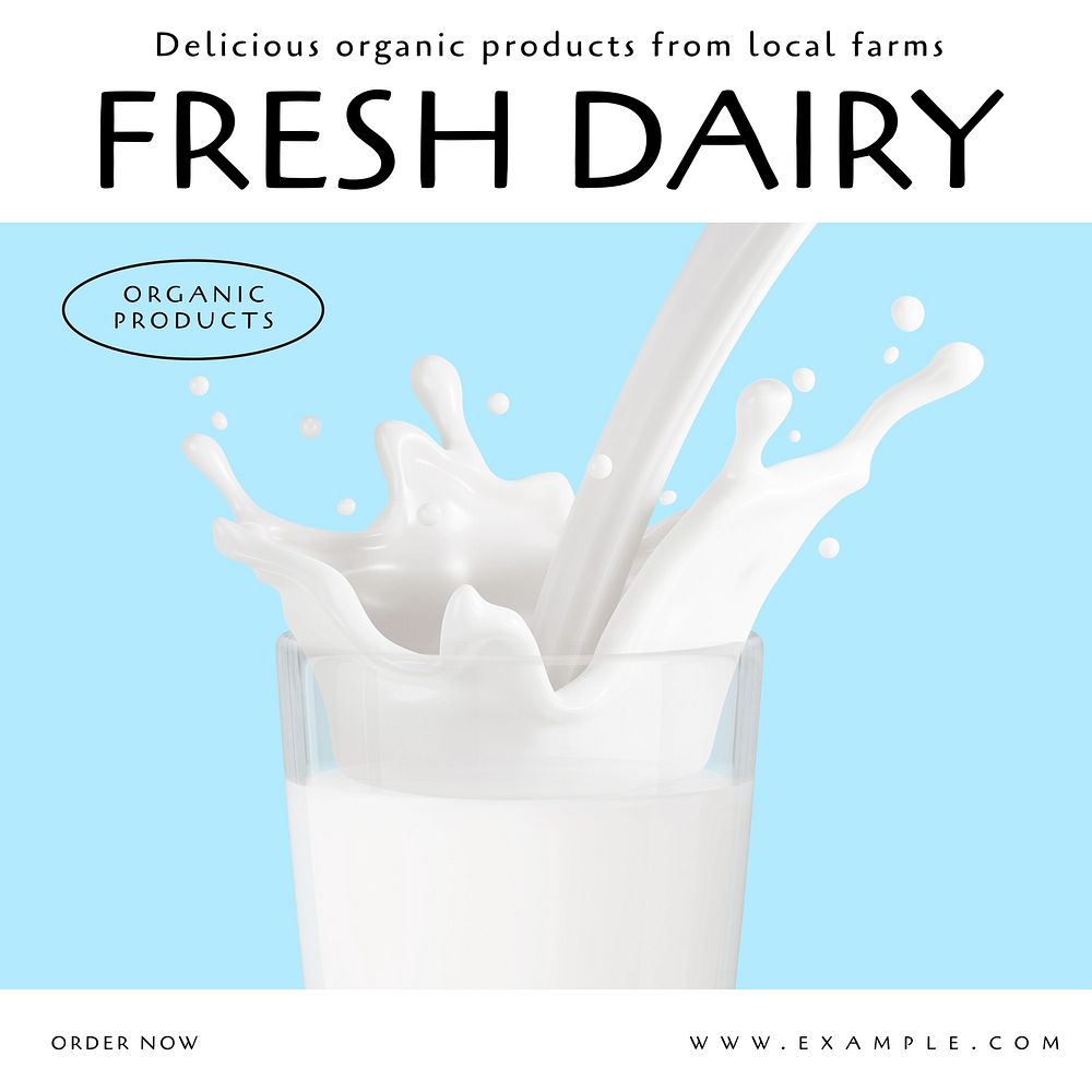 Fresh dairy products Instagram post template design