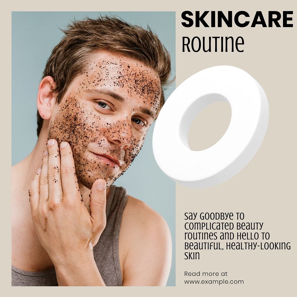 Skincare routine Instagram post template,  social media design