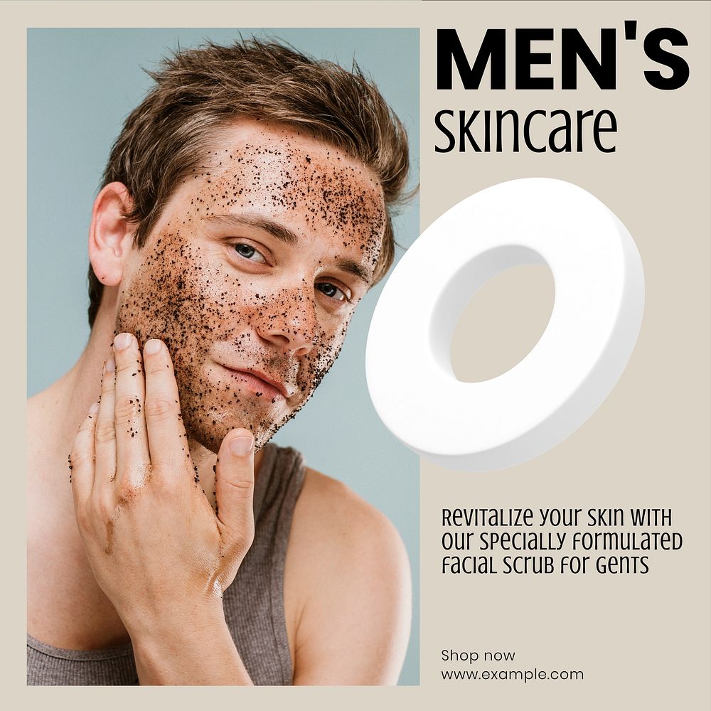 Men's skincare Instagram post template social media design