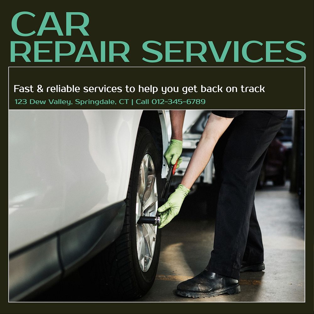 Car repair Instagram post template,  social media design