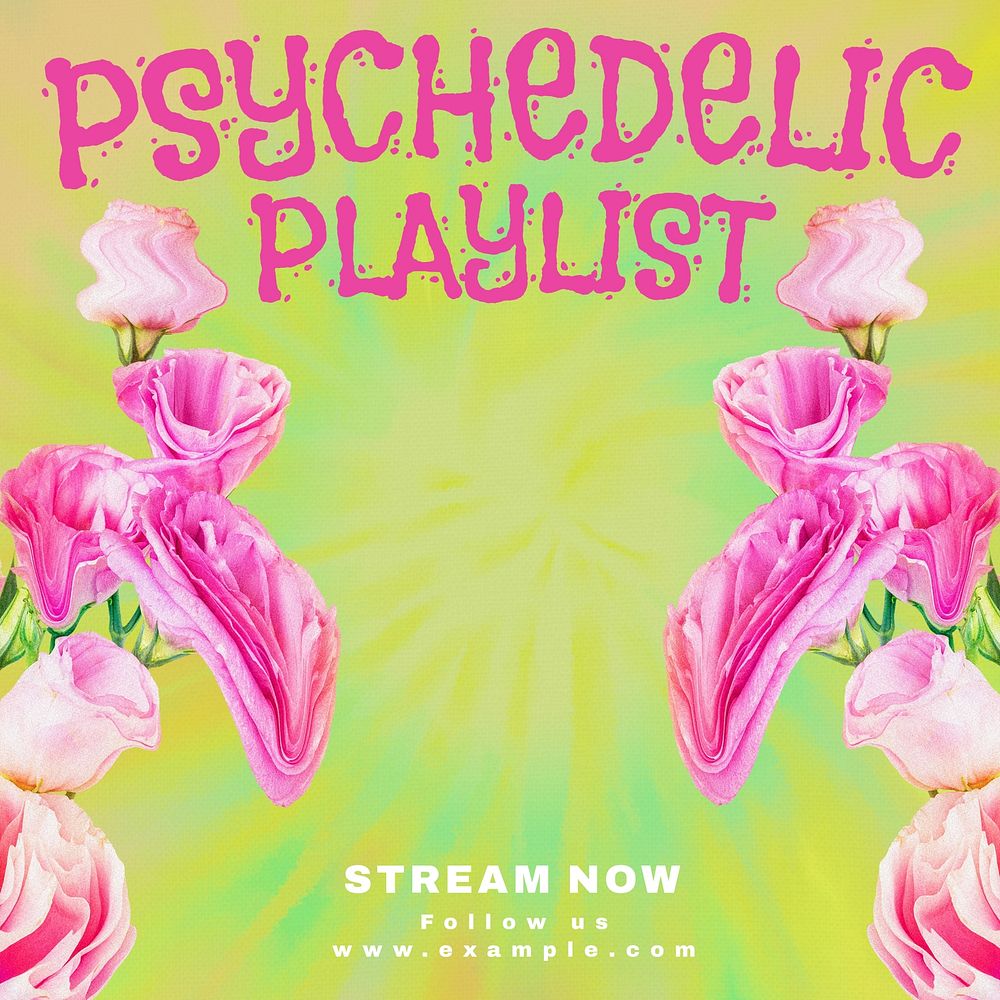 Psychedelic playlist Instagram post template