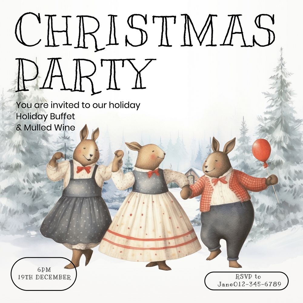 Christmas party Instagram post template design