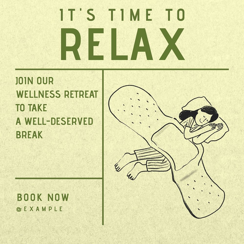 Relax, wellness retreat  Instagram post template