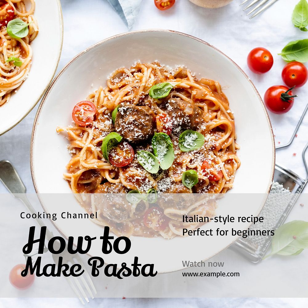 Pasta recipe Instagram post template design