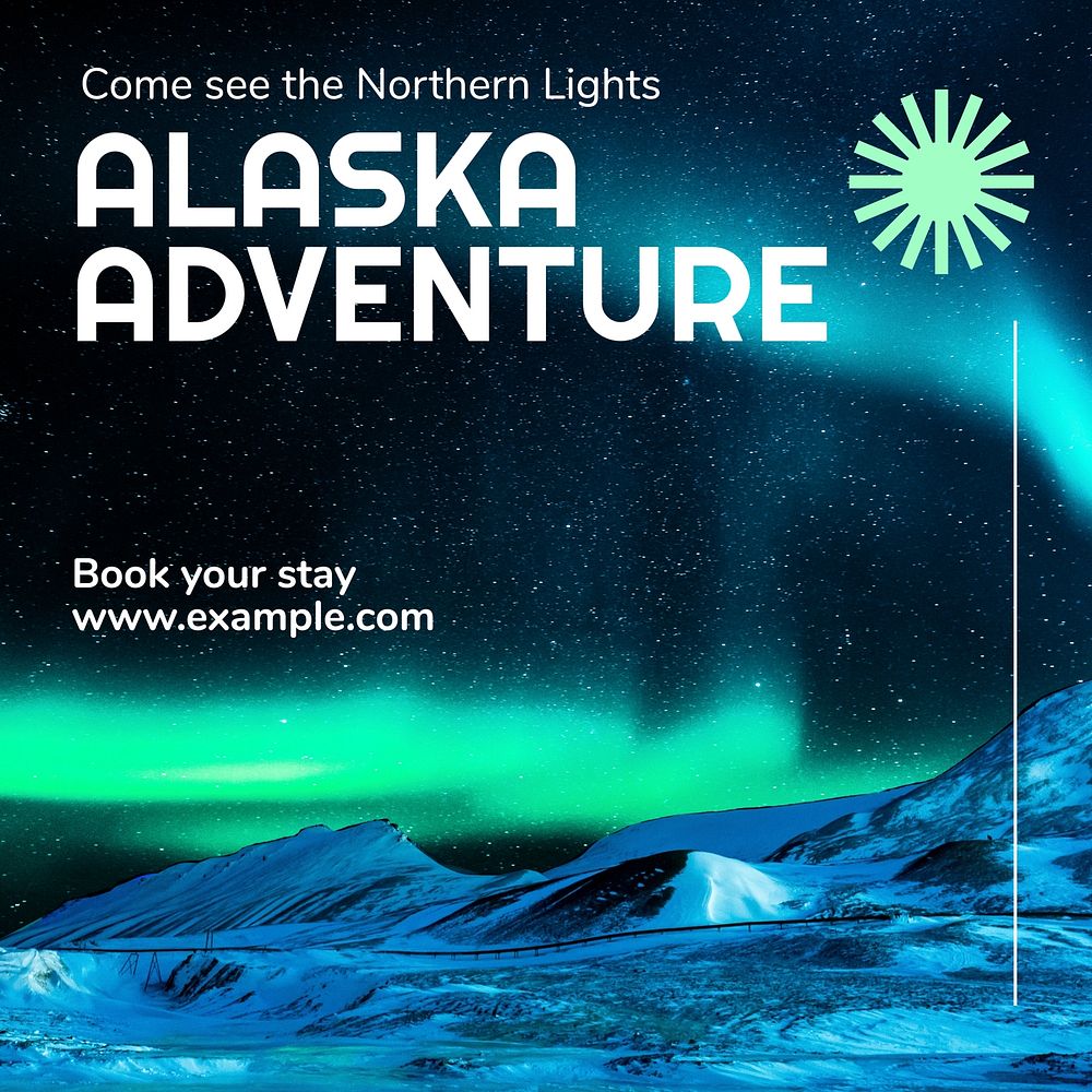Alaska adventure Instagram post template