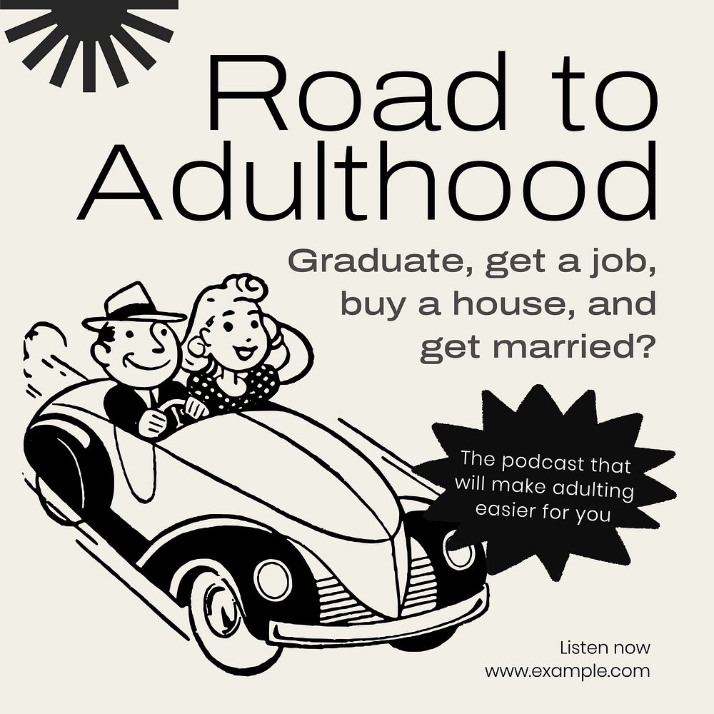 Road to adulthood Instagram post template design