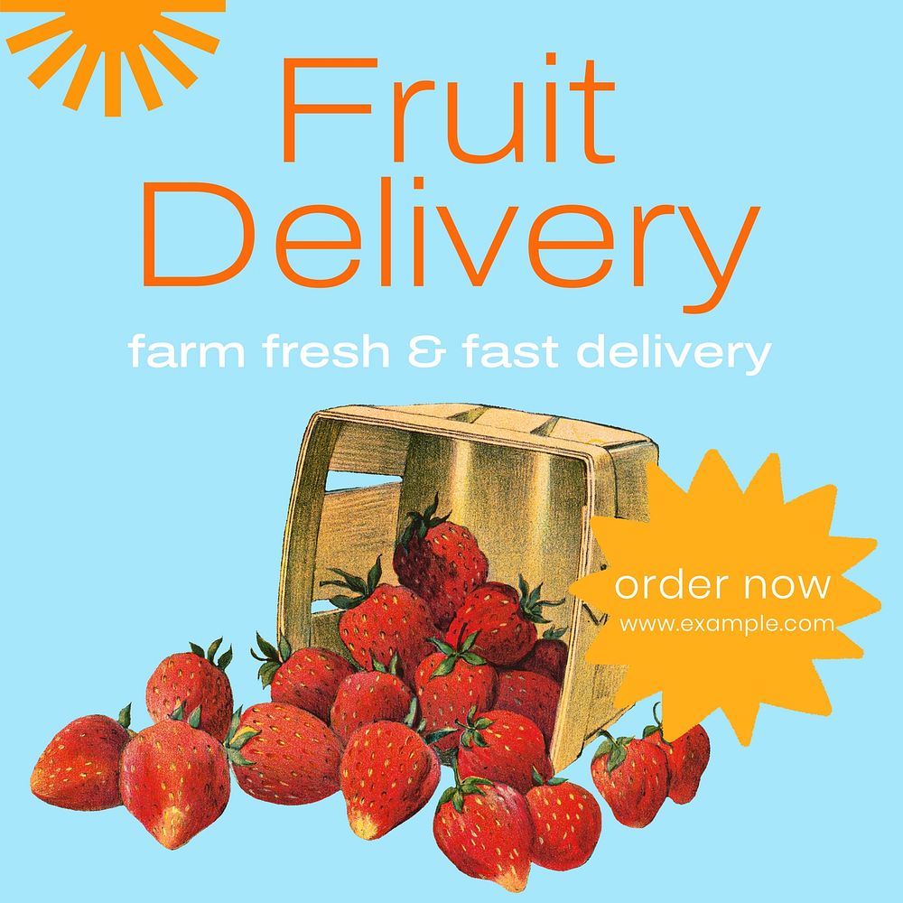 Fruit delivery Instagram post template Free Photo rawpixel