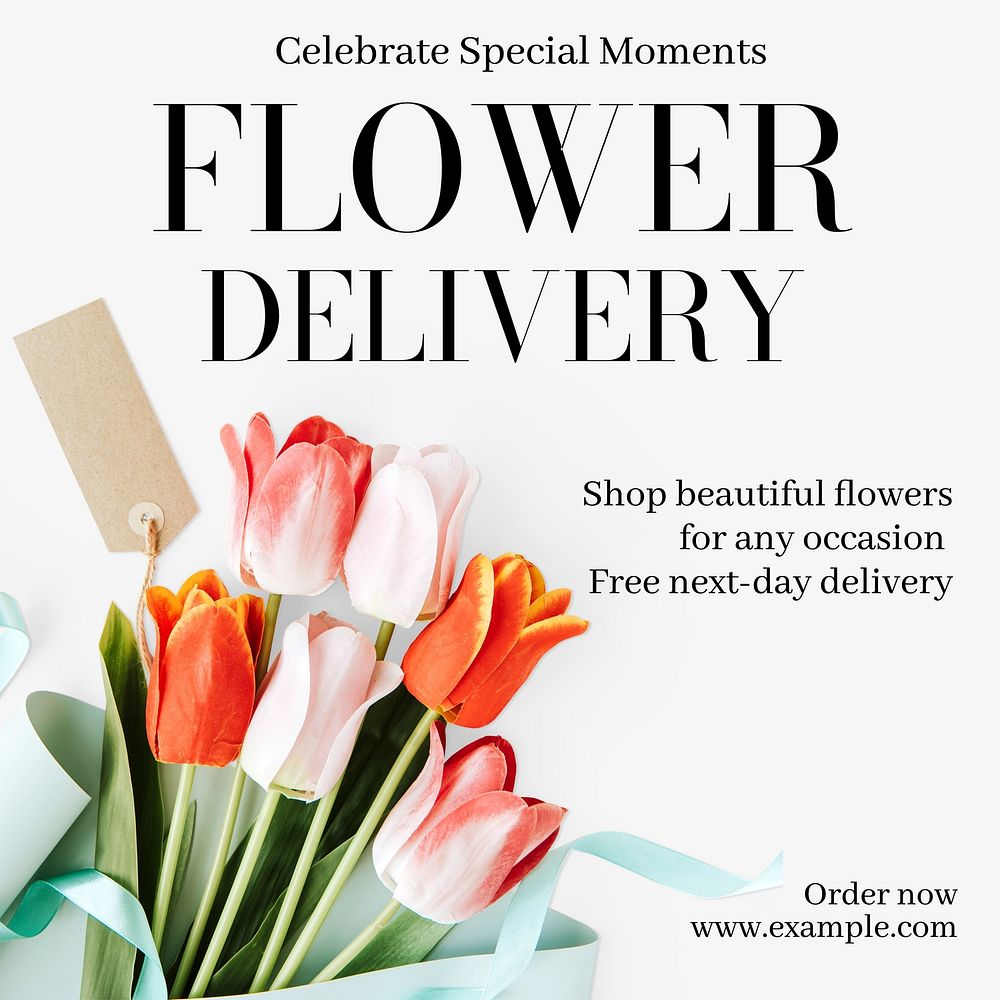 Flower delivery Instagram post template design