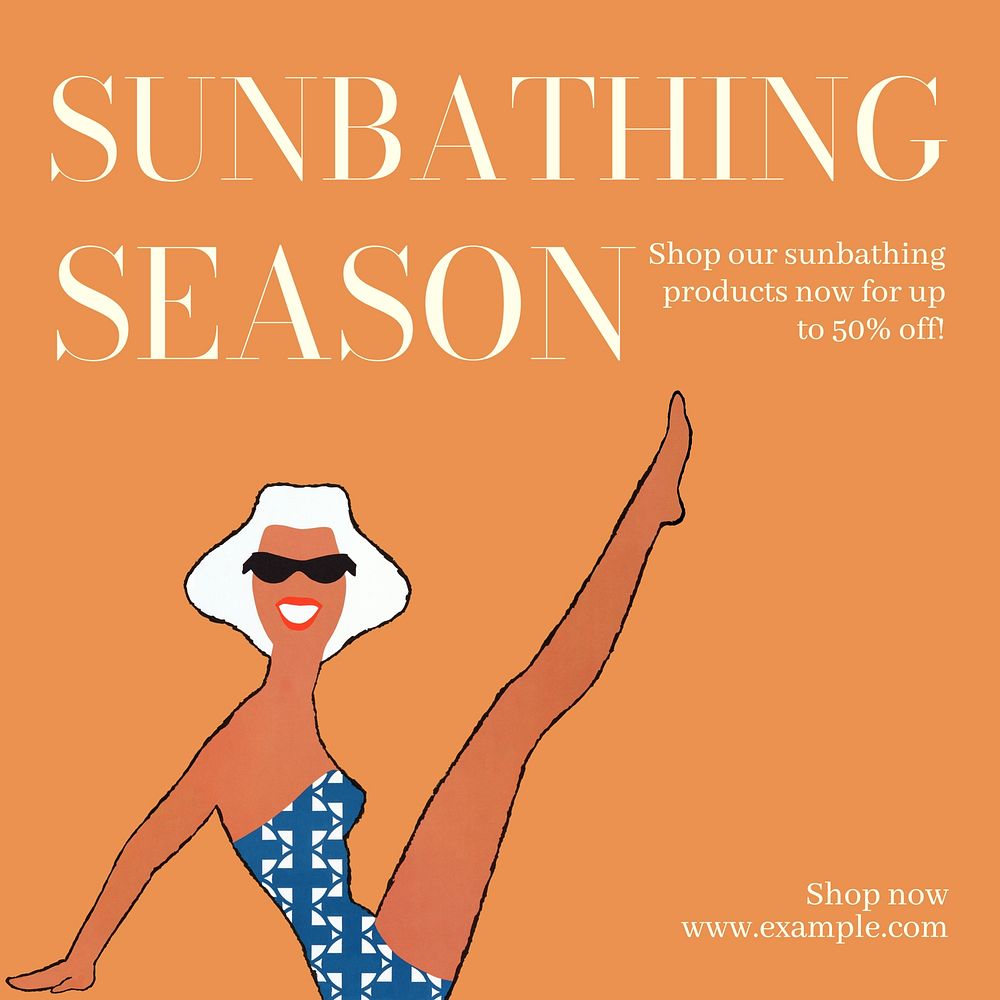 Sunbathing season Facebook post template