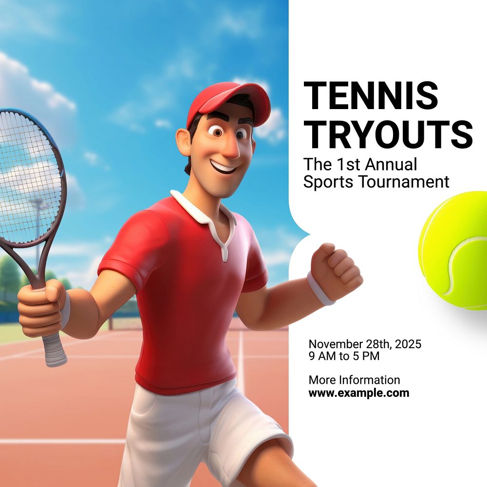 Tennis tryouts Instagram post template