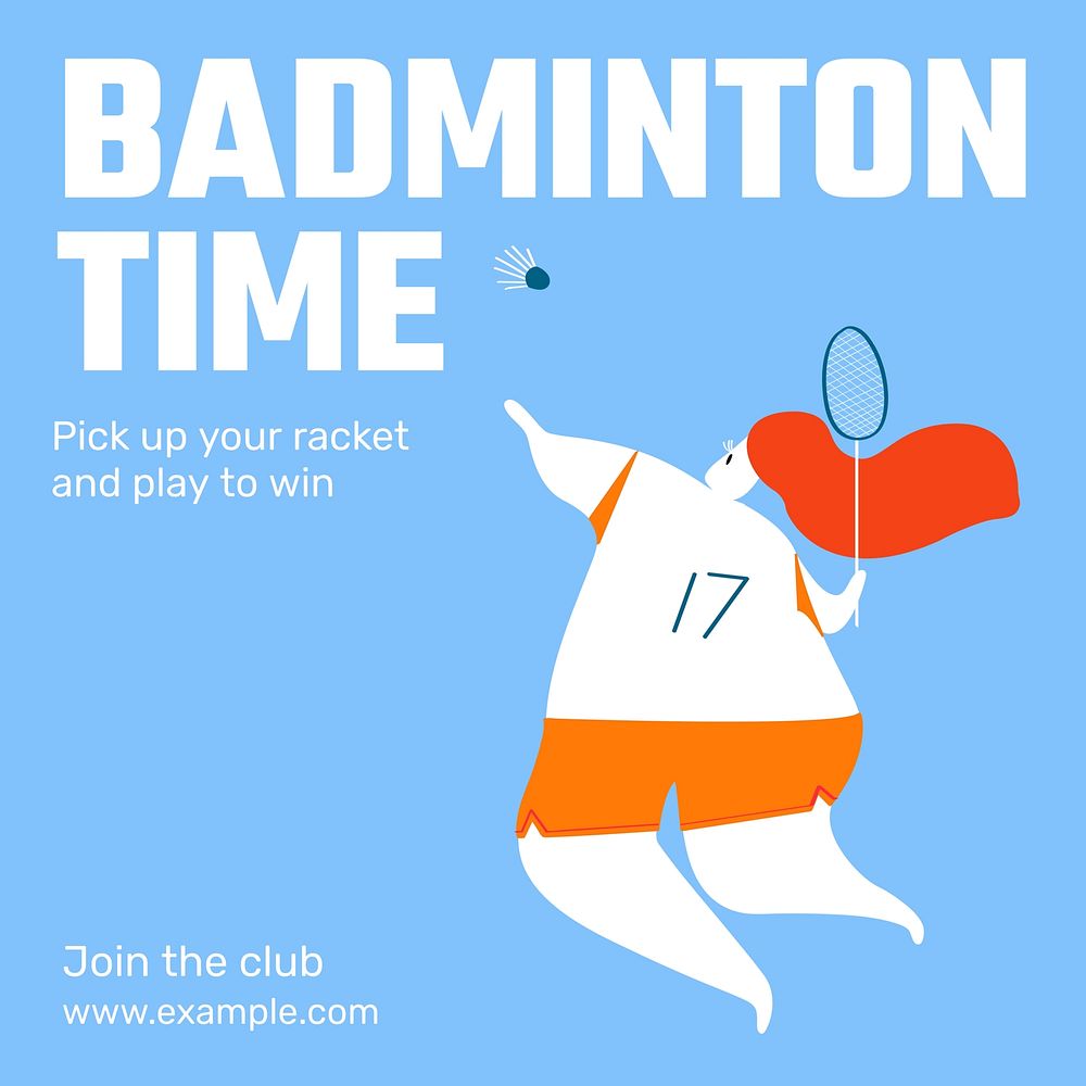 Badminton during Ramadan Instagram post template design