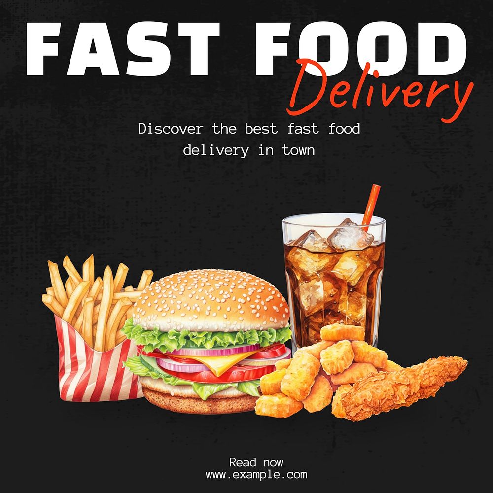 Fast food delivery Instagram post template design