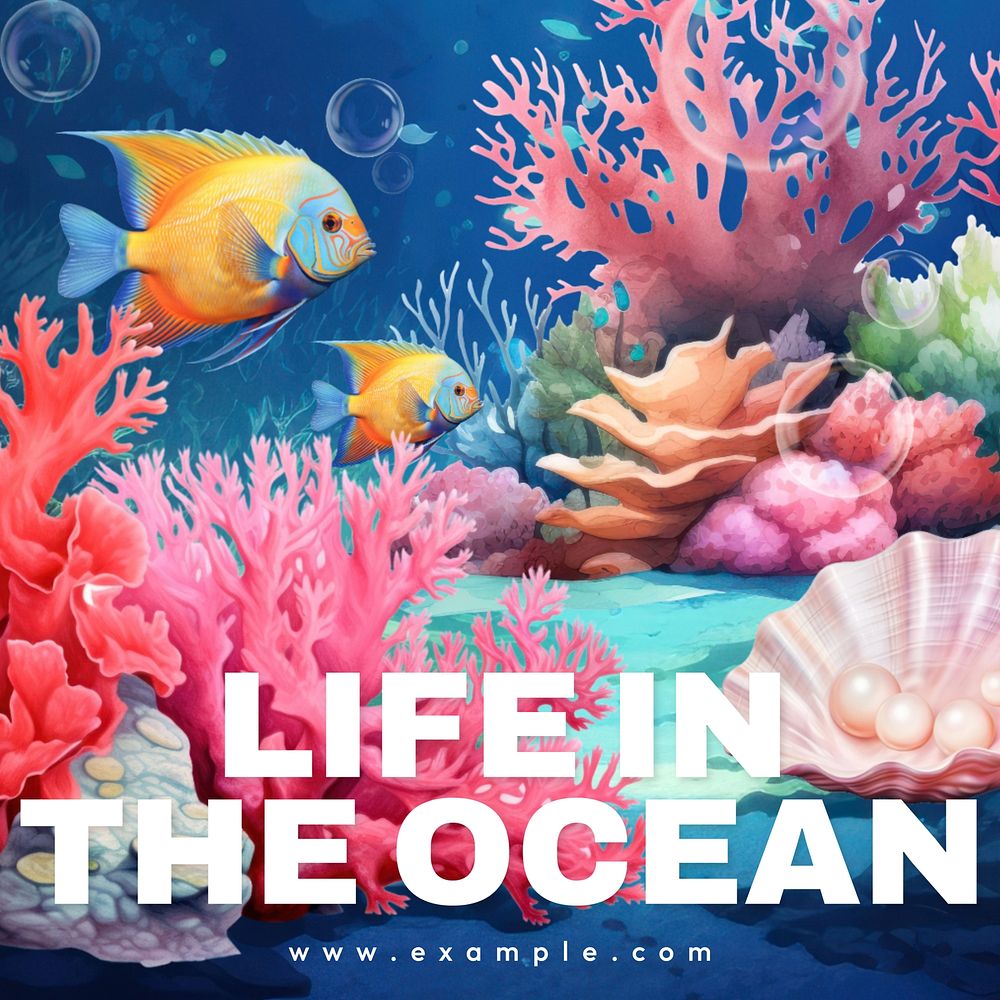 Ocean life Instagram post template