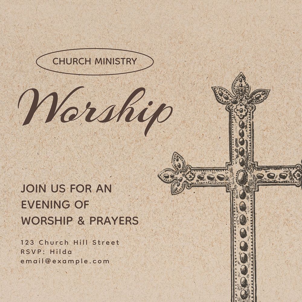 Church worship service  Instagram post template