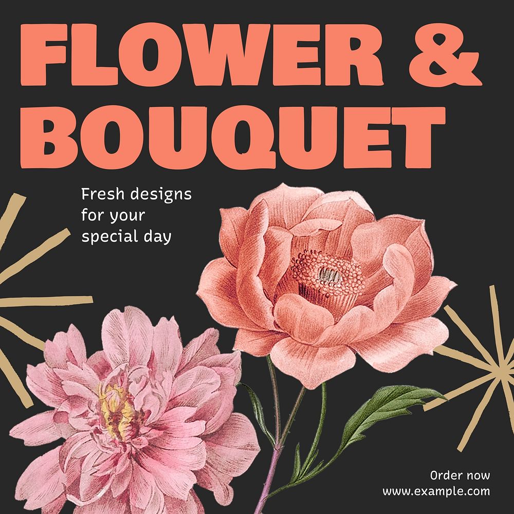 Flower  bouquet Instagram post template design