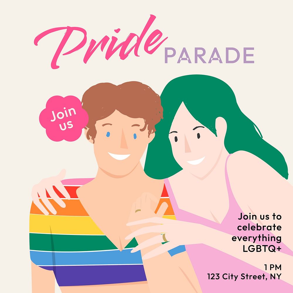 Pride parade Instagram post template