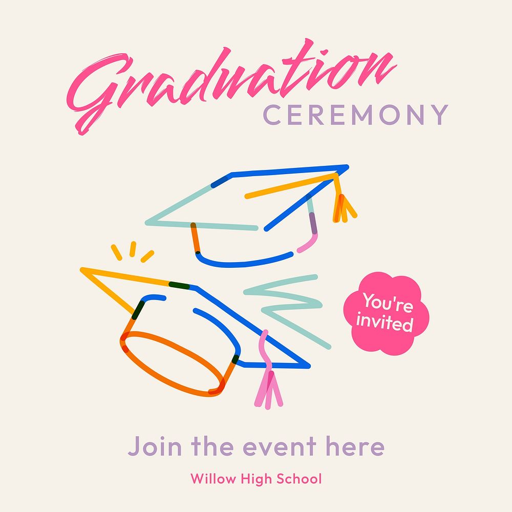 Graduation ceremony Instagram post template design