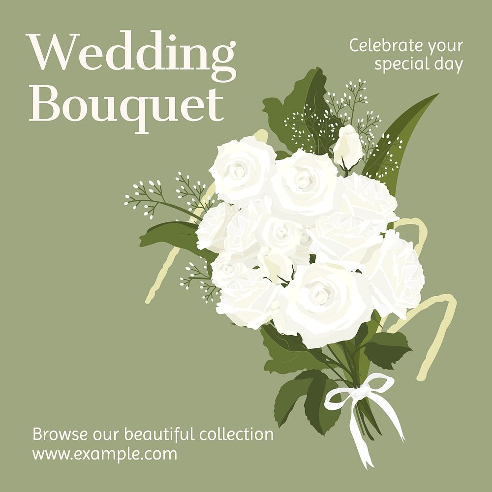 Wedding flowers Instagram post template design