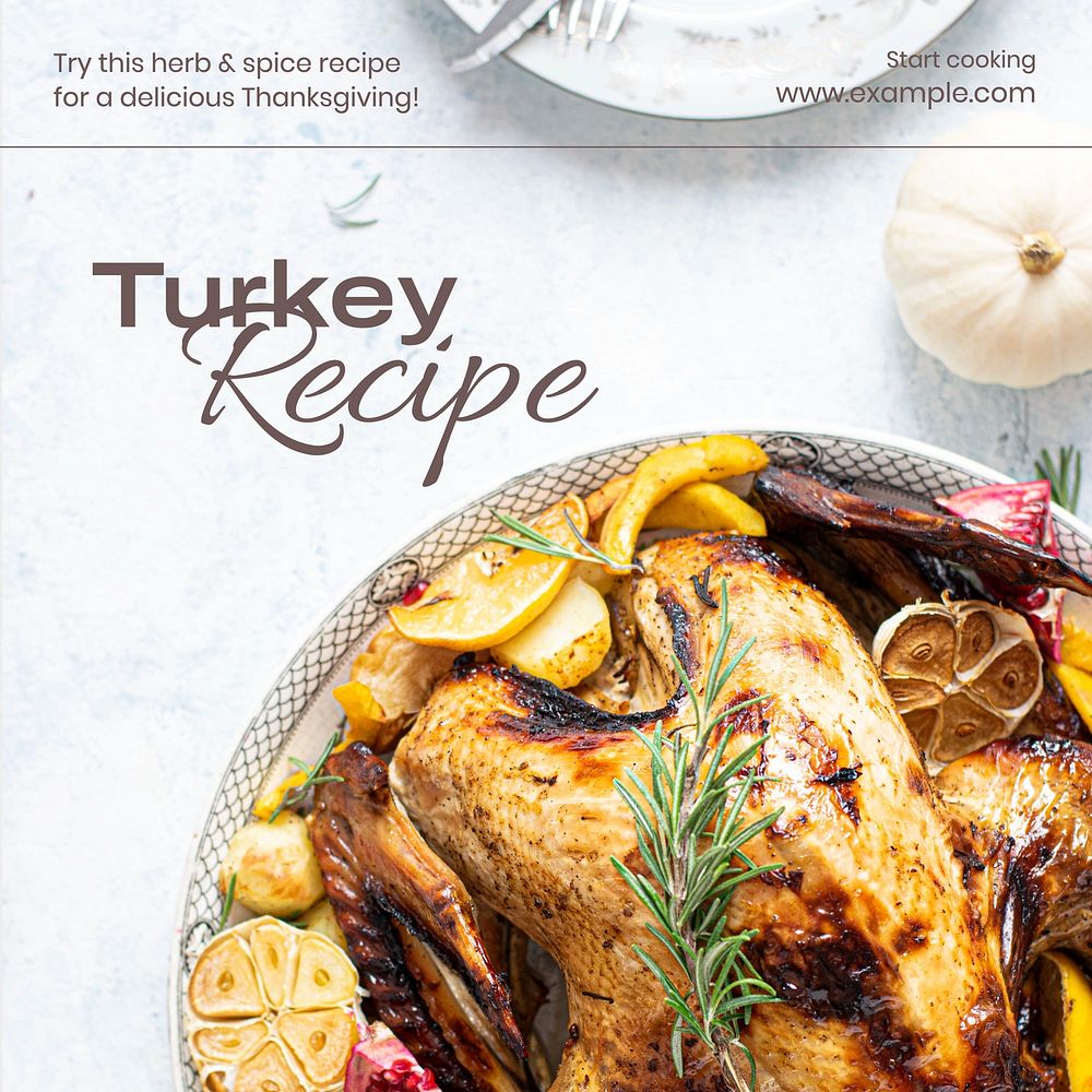 Turkey recipe  Instagram post template