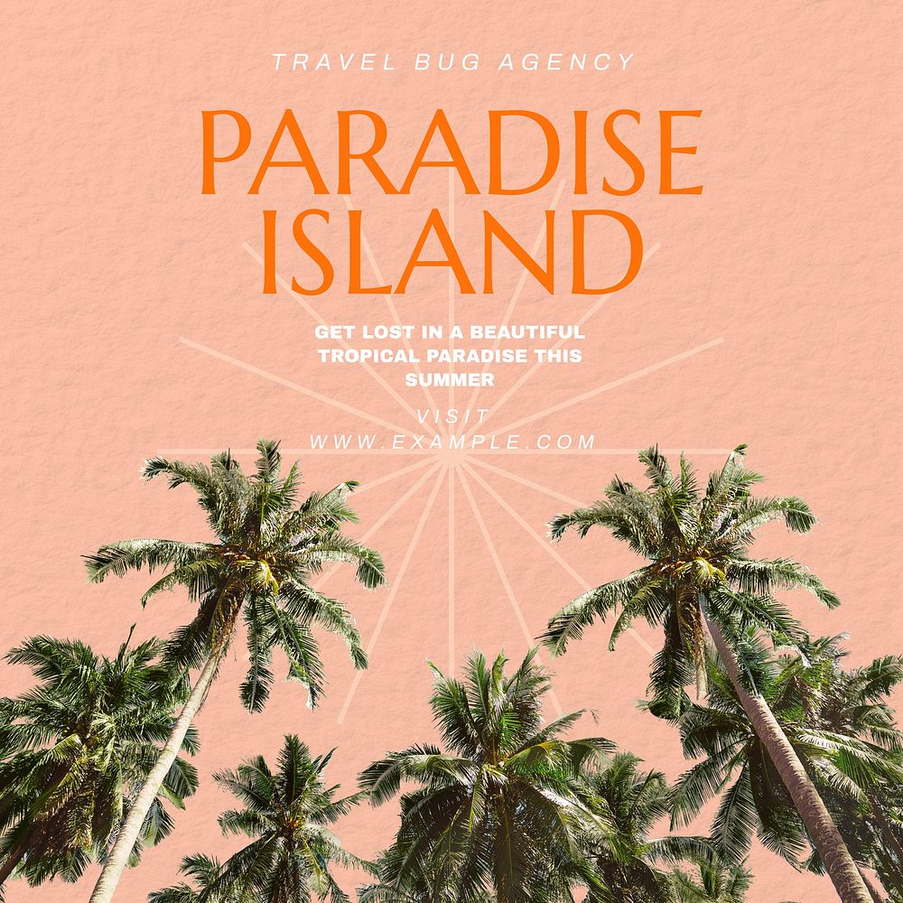 Island travel package Instagram post template design