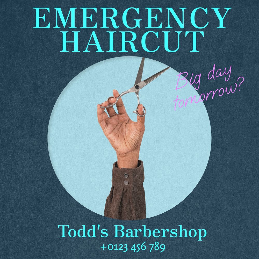 Emergency haircut Facebook post template