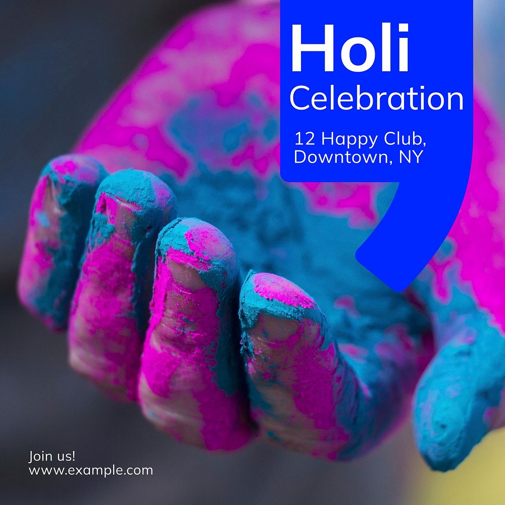 Holi celebration Instagram post template