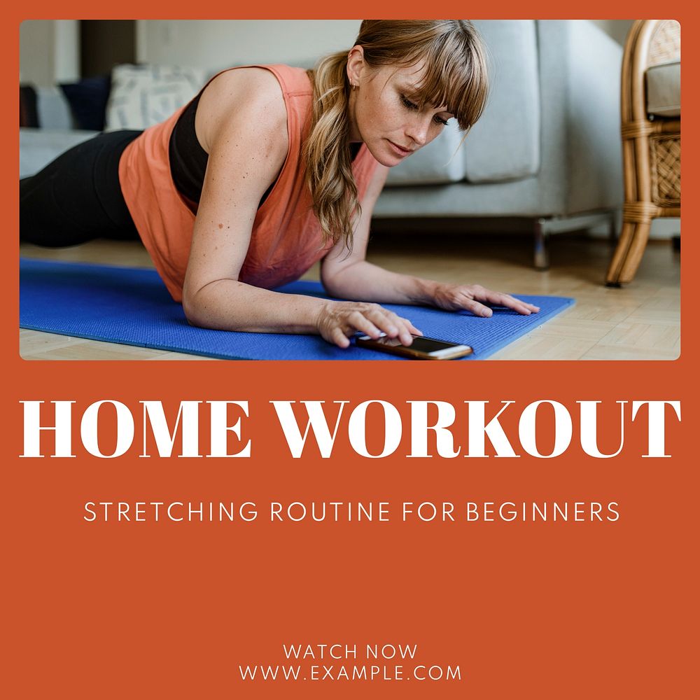 Home workout Instagram post template