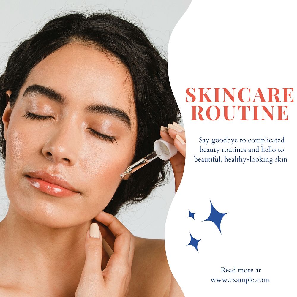Skincare routine Instagram post template social media design